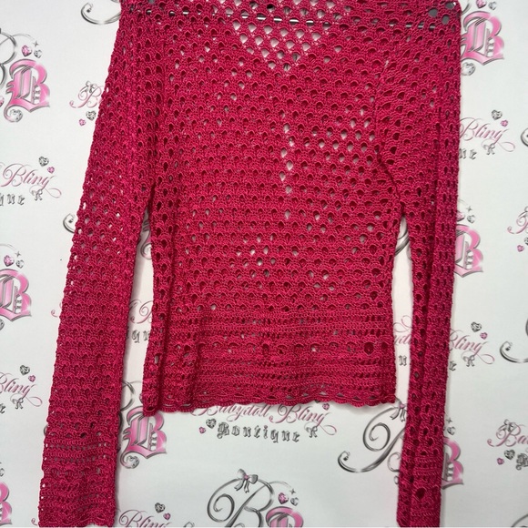 Hawaii cardigan pink mesh crochet button up stunning beach vibes beach bum 🏝️ - Picture 10 of 11